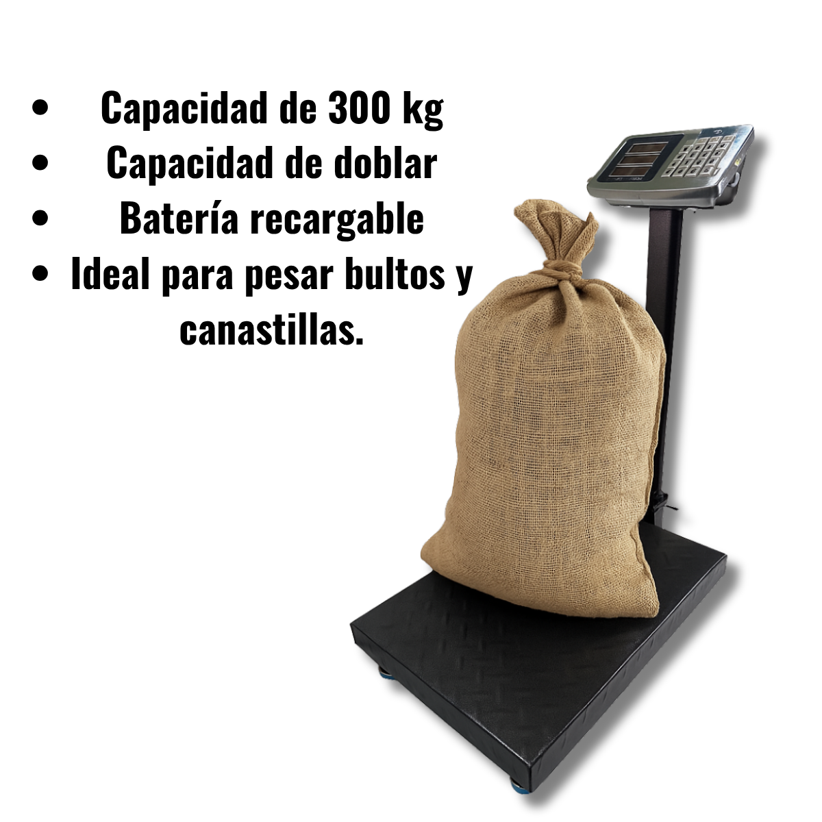 Bascula Plataforma 300kg Brazo Plegable Y Recargable
