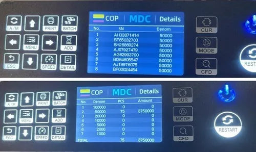Contadora de Billetes Multidivisa Liquidadora Detección de Falsos