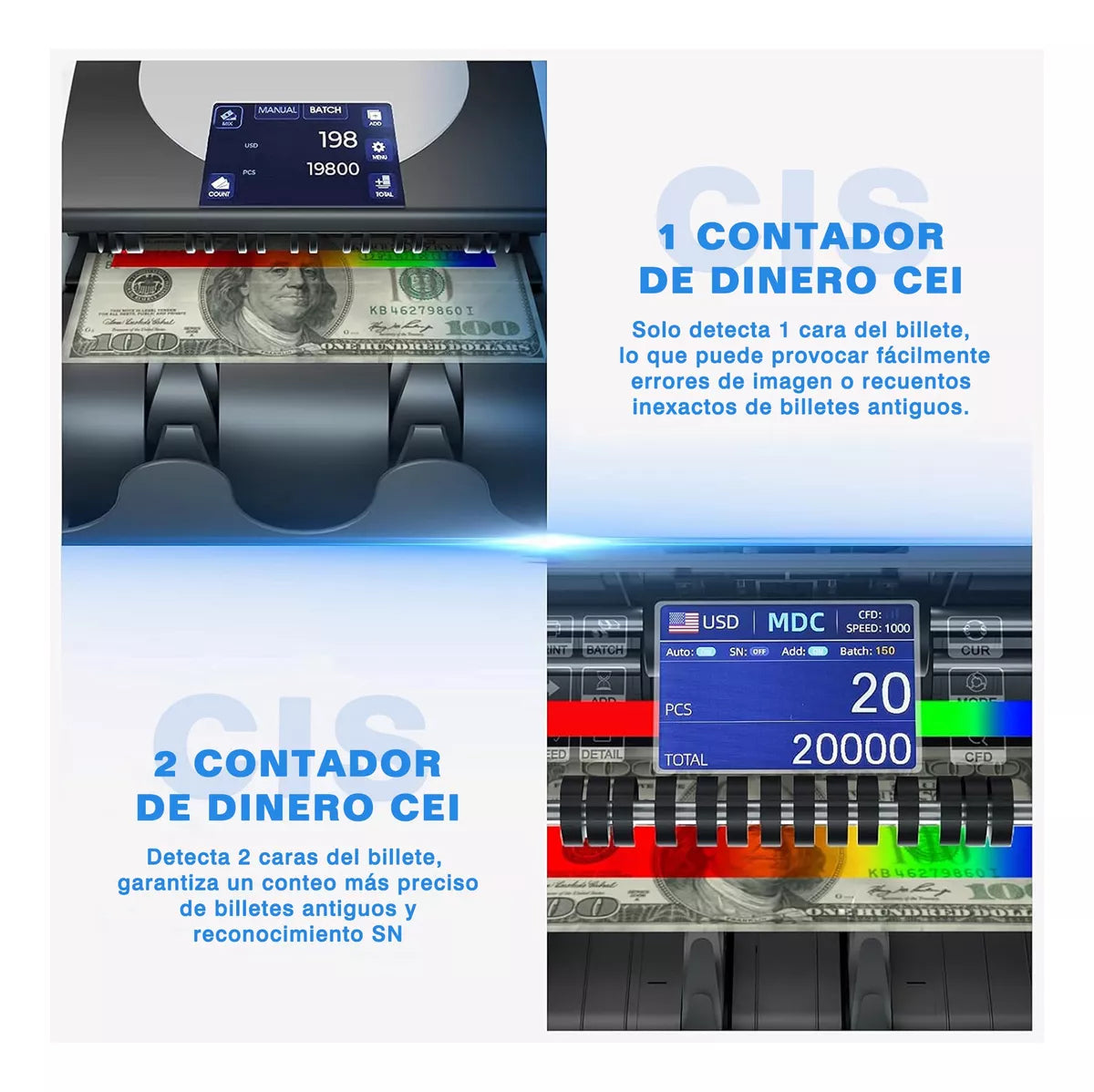 Contadora De Billetes Por Denominacion Multidivisa Profesional