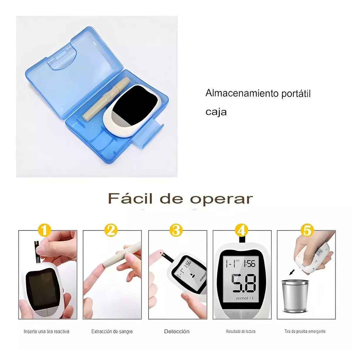 Glucómetro Digital Portátil con 50 Tiras Reactivas