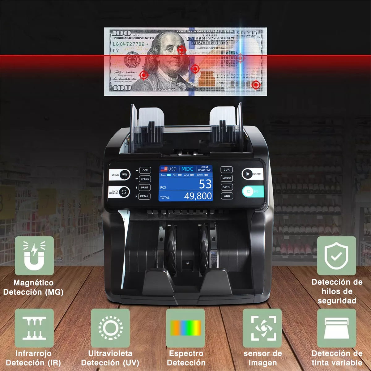 Contadora De Billetes Por Denominacion Multidivisa Profesional