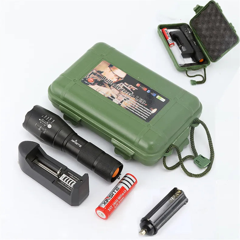 Linterna LED T6 con Zoom pequeño 5 Modos 15000 Lm Aluminio