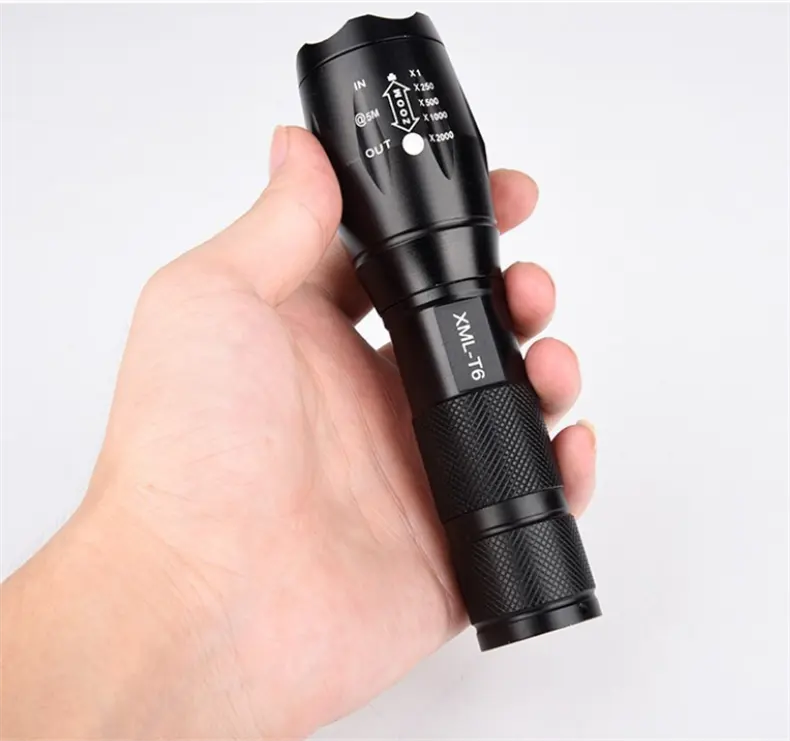 Linterna LED T6 con Zoom pequeño 5 Modos 15000 Lm Aluminio