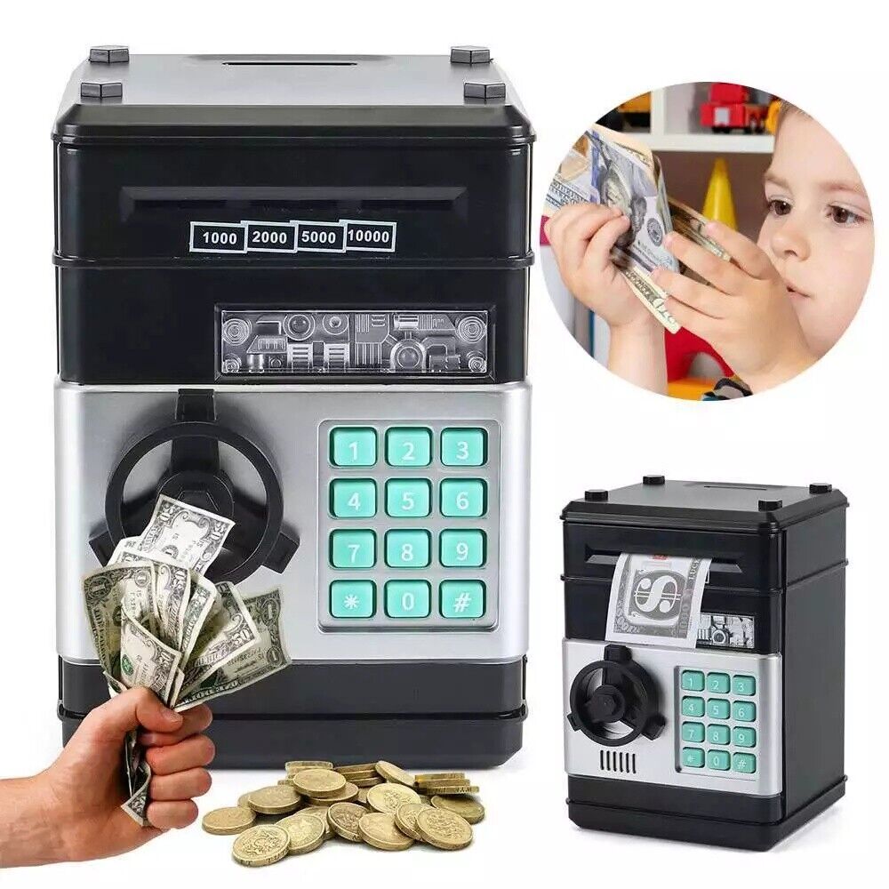 Alcancia Electrica Traga Billetes Caja Fuerte Clave Niños