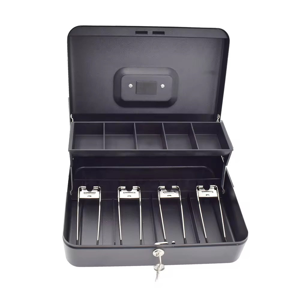 Caja Registradora Metálica con Llave | 4 Compartimentos para Billetes + 5 para Monedas