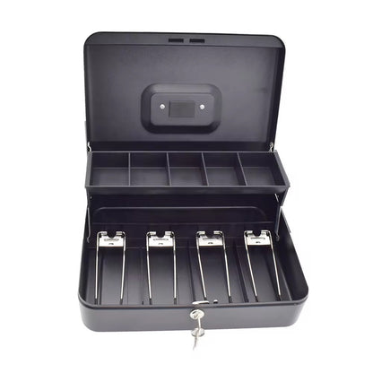 Caja Registradora Metálica con Llave | 4 Compartimentos para Billetes + 5 para Monedas