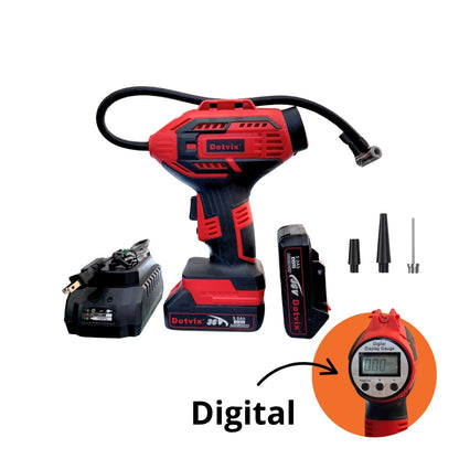 Inflador de Llantas Inalámbrico Profesional 36V | Compresor Digital Portátil con Batería Litio | Para Carro, Moto, Bicicleta