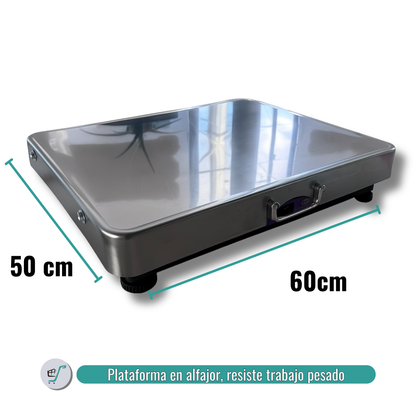 Báscula Inalámbrica Acero 600 kg Balanza Recargable