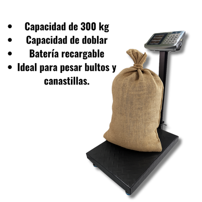 Bascula Plataforma 300kg Brazo Plegable Y Recargable