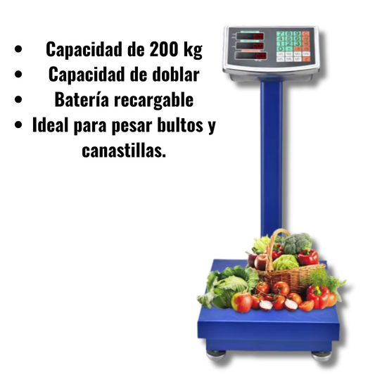 Balanza Bascula Plataforma 200kg Brazo Plegable Y Recargable