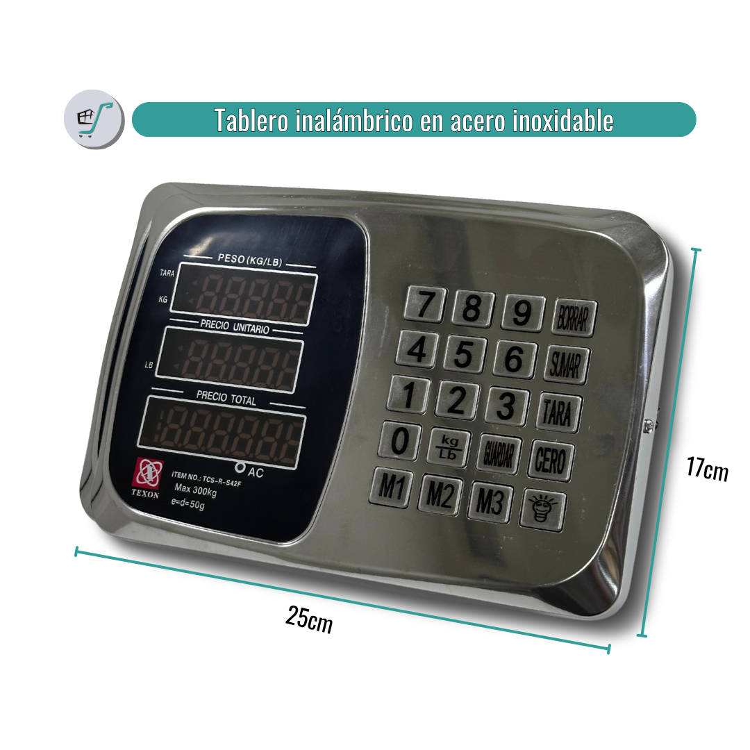 Balanza Bascula Inalambrica 400kg En Acero Recargable