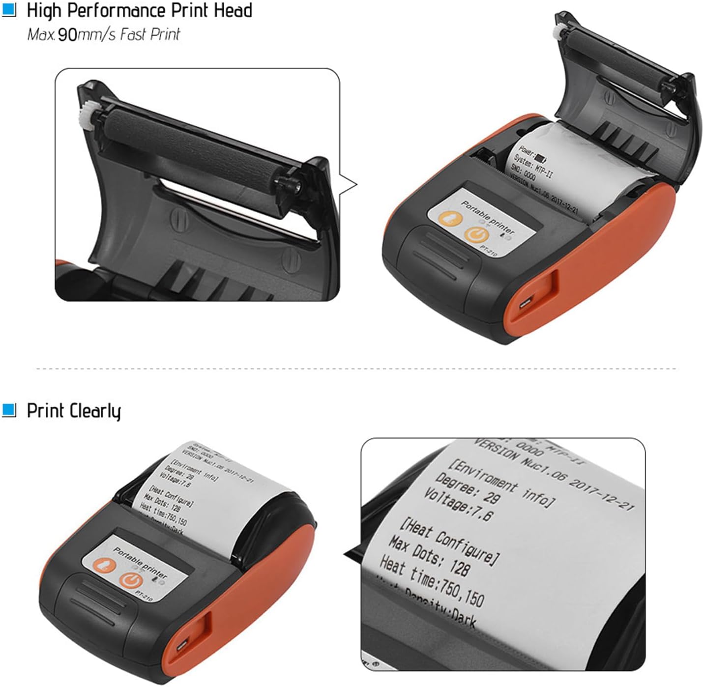 Impresora Portátil de Recibos PT-210 con Bluetooth + Estuche