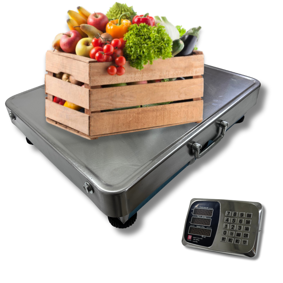 Báscula Inalámbrica Acero 300 kg Balanza Recargable