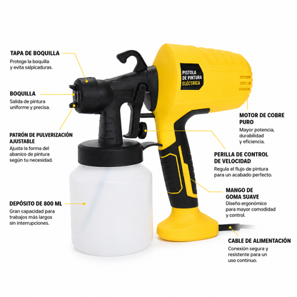 Pistola de Pintura Eléctrica 800ml – Pinta Parejo en la Mitad del Tiempo