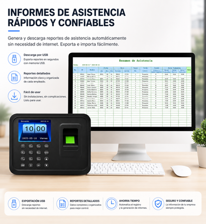 Tablero Biométrico de Huella Digital A7 — Control de Asistencia de Personal
