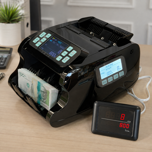 Contadora Liquidadora 788 CIS – Totaliza Billetes Mezclados ($) + Triple Pantalla (+ Forro Gratis)