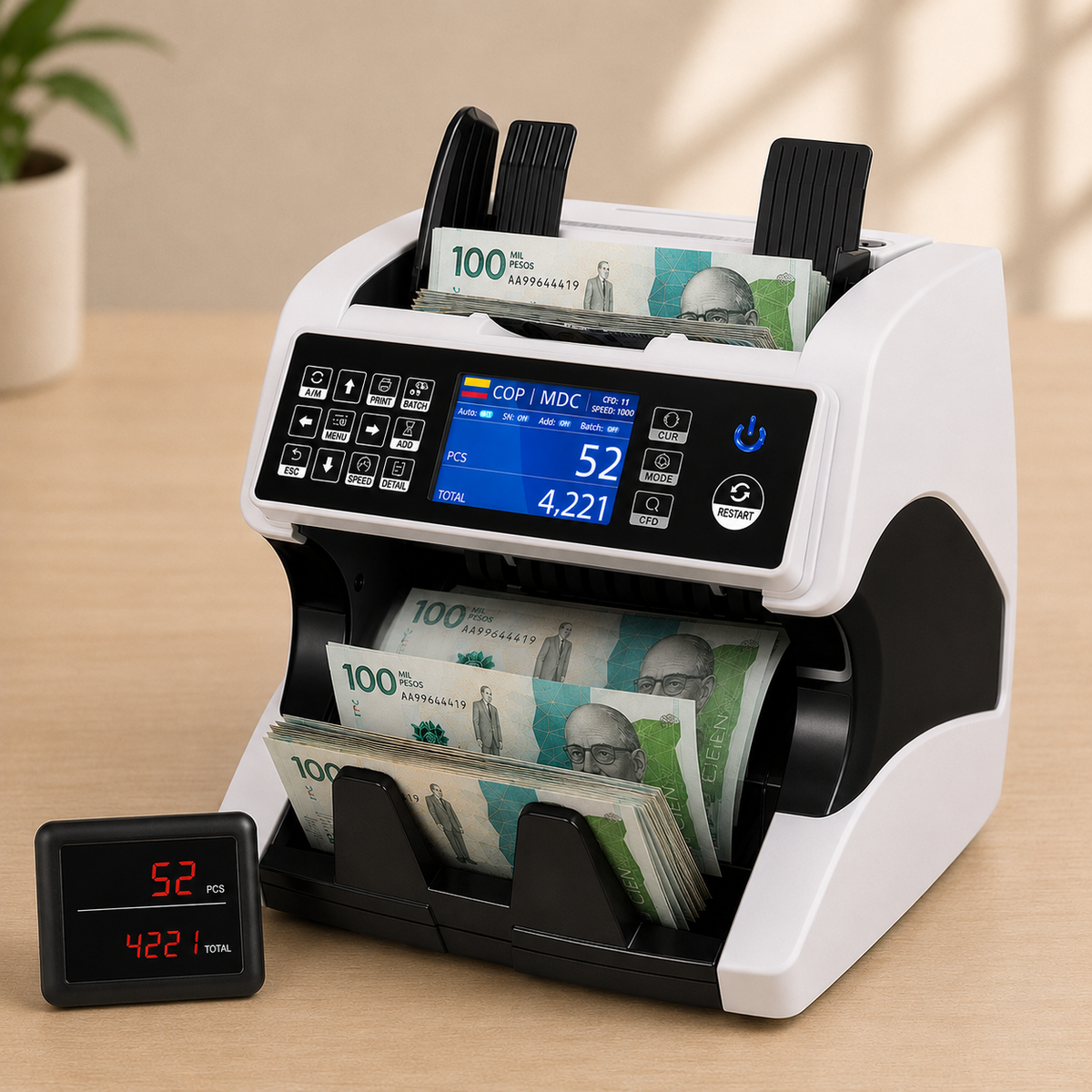 Contadora Liquidadora AL-220 Touch-Panel HD – Billetes Mezclados ($) + Seriales en Pantalla