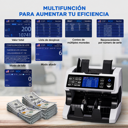 Contadora Liquidadora AL-220 Touch-Panel HD – Billetes Mezclados ($) + Seriales en Pantalla