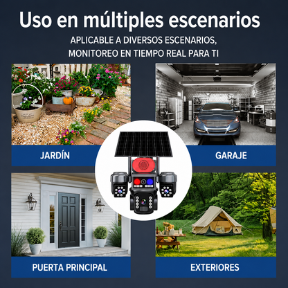 Cámara Solar 4G de 3 Lentes – Cubre 3 Zonas de tu Finca o Bodega sin Cables ni WiFi