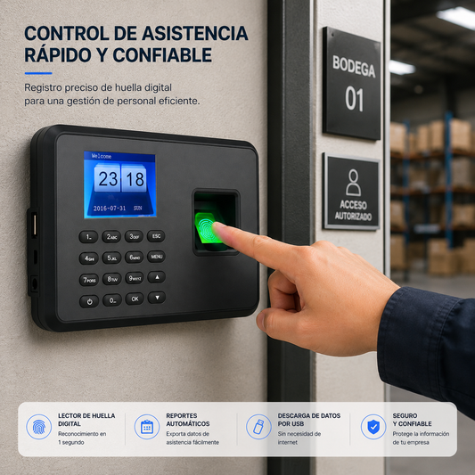 Tablero Biométrico de Huella Digital A7 — Control de Asistencia de Personal