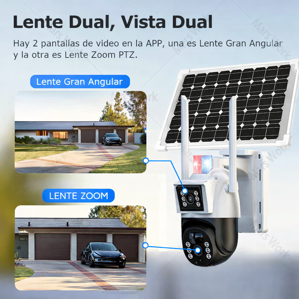 Cámara de Seguridad Solar 2 en 1 WiFi 4G 4K con Panel Solar – V380 Pro T12