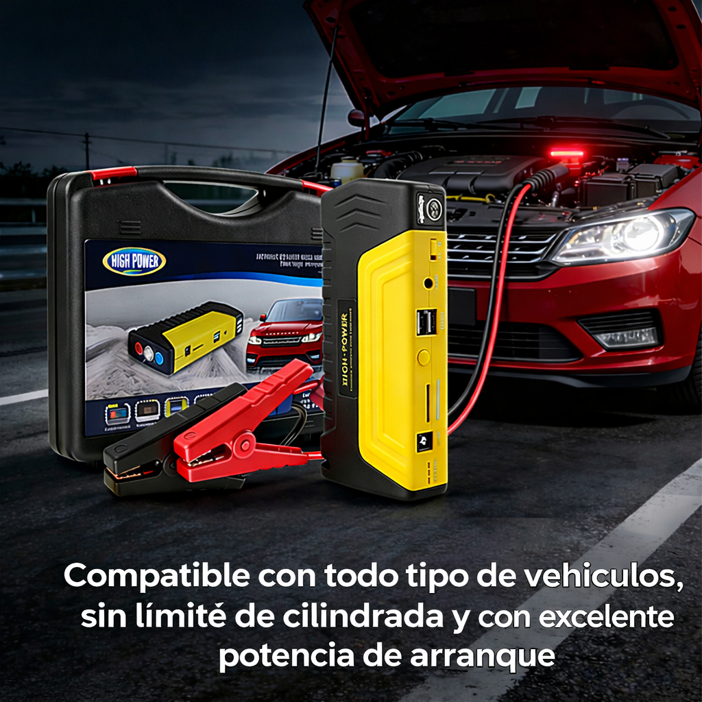Arrancador de Batería 16800mAh con Compresor de Aire – Power Bank para Auto + Emergencias