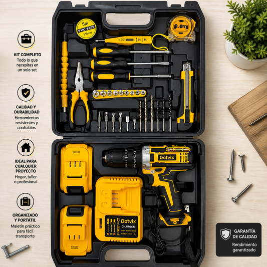 Taladro Percutor Inalámbrico Dotvix 36V – Kit Completo con Accesorios