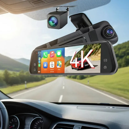 Espejo Retrovisor Inteligente 10” con CarPlay y Android Auto – Cámara Full HD + Reversa + Sensores