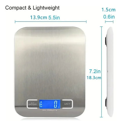Gramera Digital de Cocina 5kg Acero Inoxidable – Precisión y Diseño Moderno