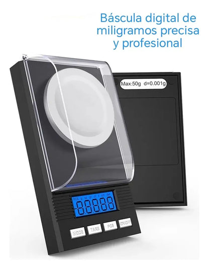 Gramera Profesional para Oro, Joyería y Laboratorio - Balanza Digital de Precisión 0.001g (50g)