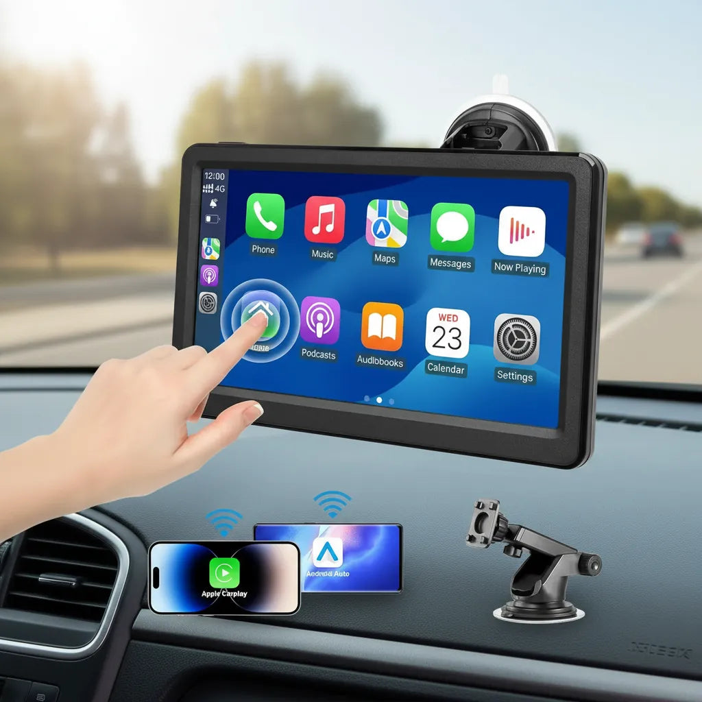 Pantalla Portátil Universal 7'' – CarPlay y Android Auto para Cualquier Vehículo