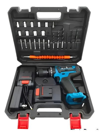 Taladro Inalámbrico Profesional 48V con 2 Baterías | Kit Completo 30+ Accesorios en Maletín | Atornillador Percutor