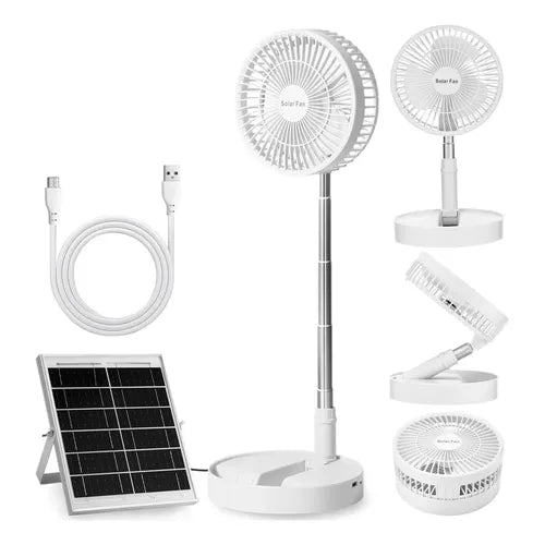 Ventilador Solar Plegable con Poste Extensible – Aire Fresco sin Corriente Eléctrica