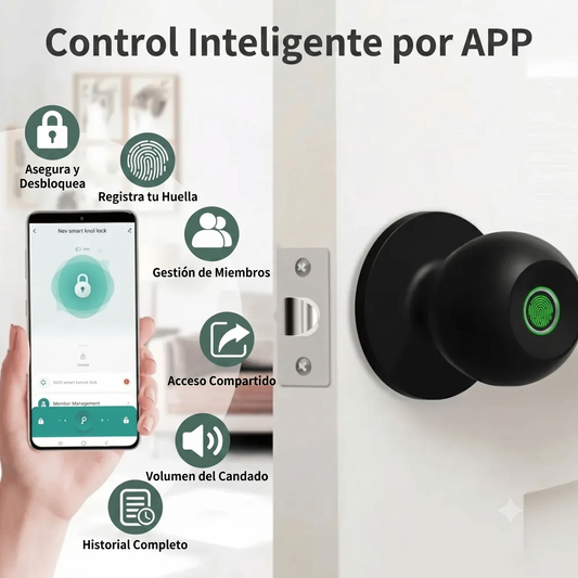 Cerradura Inteligente Tipo Perilla SL-02 — Huella Digital, Bluetooth y Contraseña