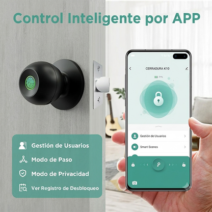 Cerradura Inteligente Tipo Perilla SL-02 — Huella Digital, Bluetooth y Contraseña
