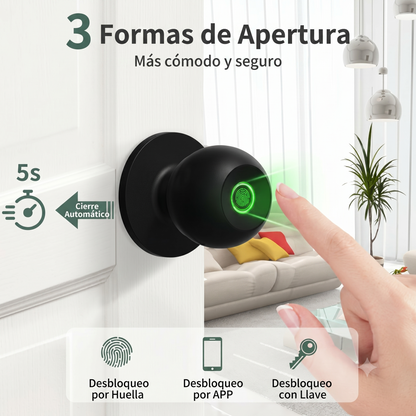 Cerradura Inteligente Tipo Perilla SL-02 — Huella Digital, Bluetooth y Contraseña