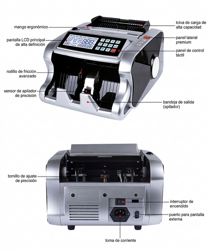 Máquina Contadora de Billetes AL-6600 – Detección UV/MG/IR/3D – 1.000 Billetes/Min