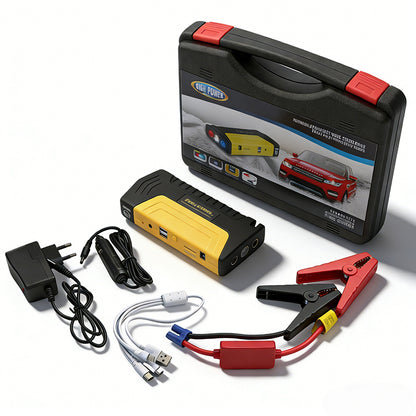 Arrancador de Batería 16800mAh con Compresor de Aire – Power Bank para Auto + Emergencias