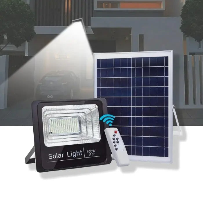 Reflector Solar 100w Lampara Led Panel Solar Control Remoto