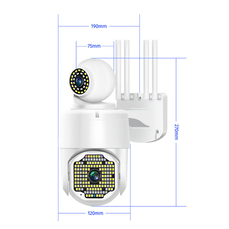 Cámara WiFi 2 en 1 con Giro 360° en Ambos Lentes – Cero Puntos Ciegos