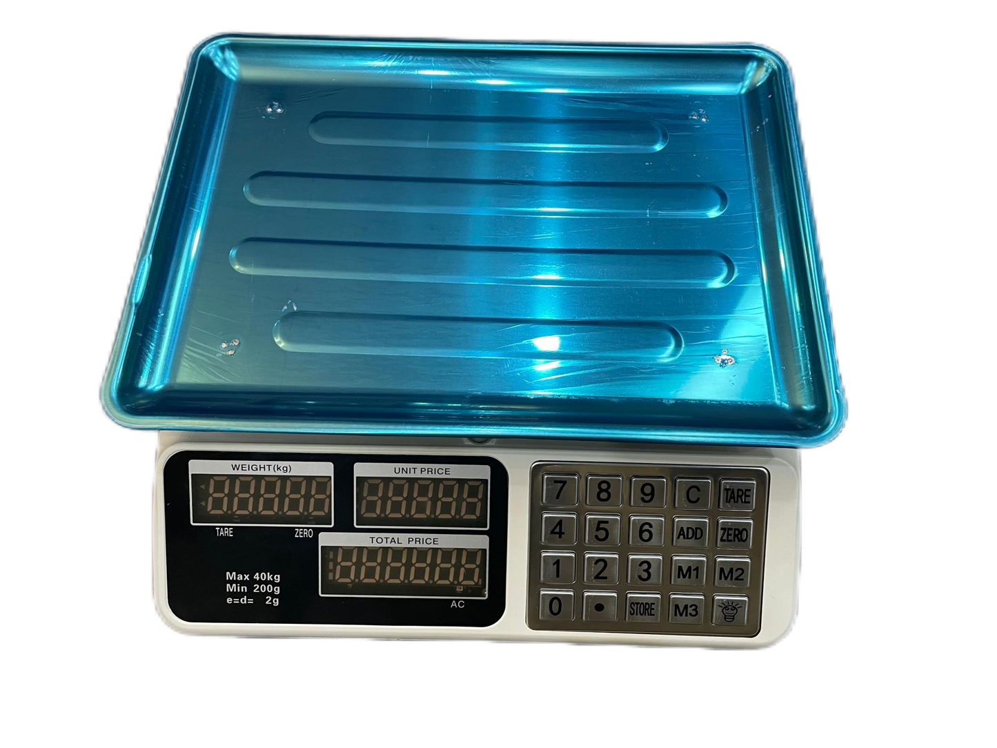 Báscula Digital Comercial 40kg con Teclado Metálico – Balanza Profesional de Alta Resistencia