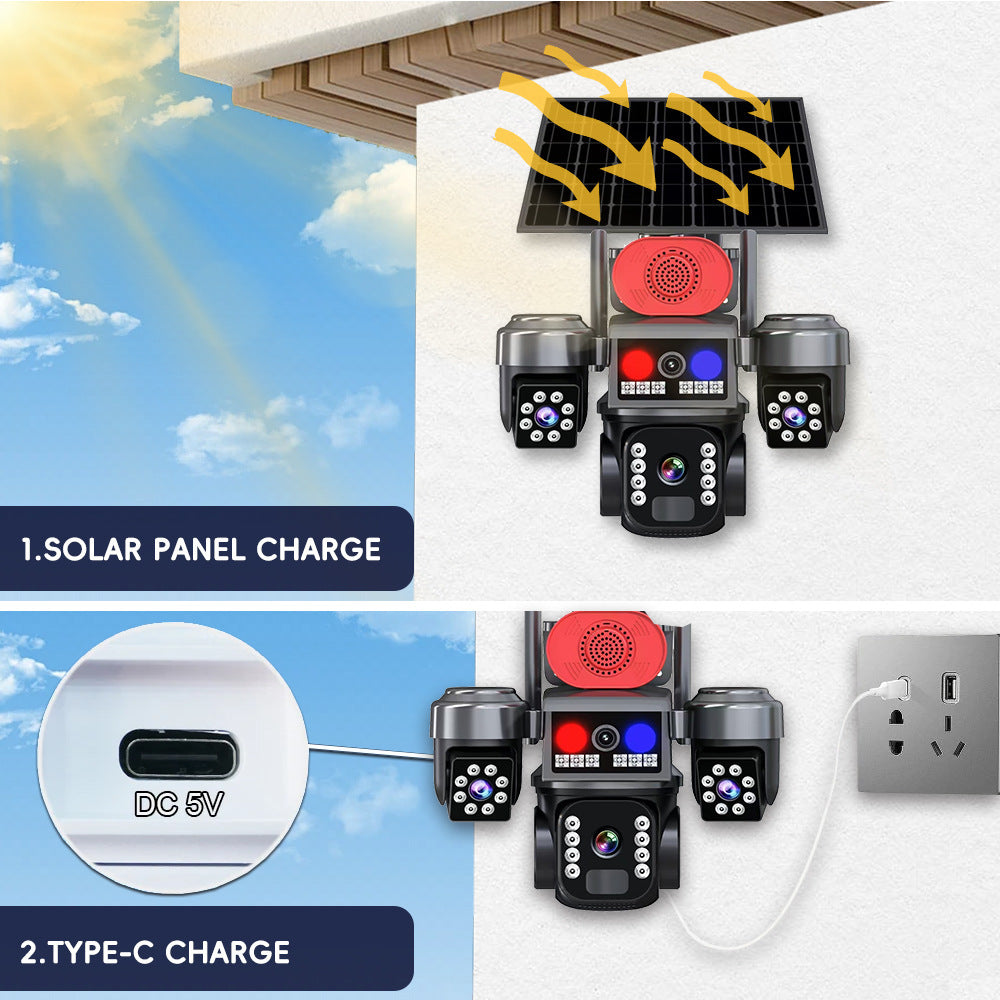 Cámara Solar 4G de 3 Lentes – Cubre 3 Zonas de tu Finca o Bodega sin Cables ni WiFi