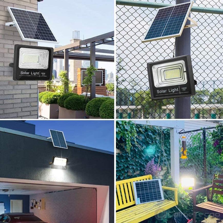 Reflector Solar 100w Lampara Led Panel Solar Control Remoto