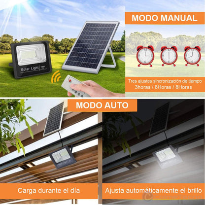 Reflector Solar 100w Lampara Led Panel Solar Control Remoto