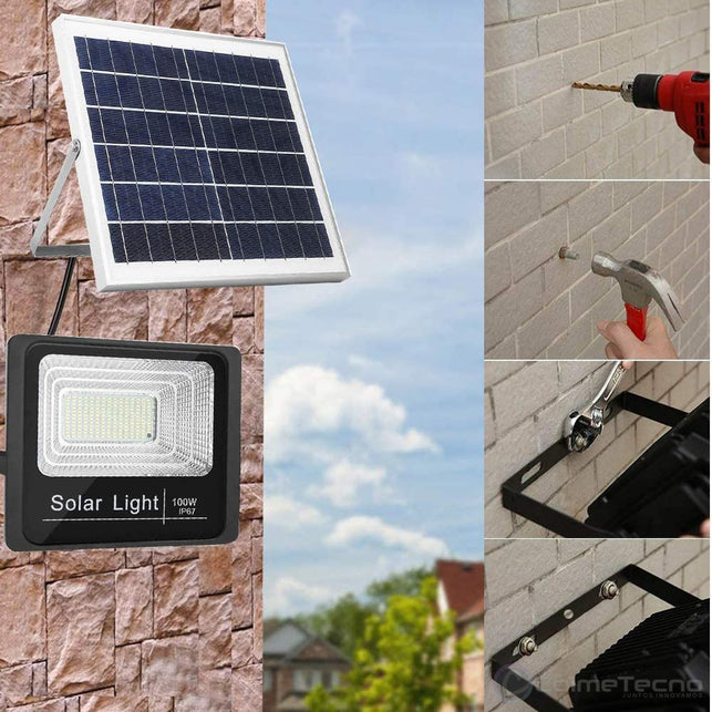 Reflector Solar 100w Lampara Led Panel Solar Control Remoto