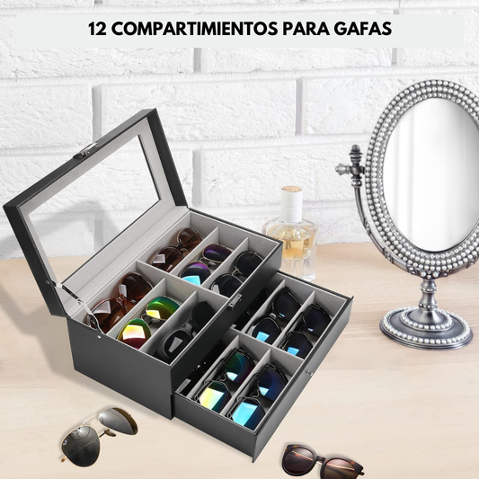 Estuche de Lujo para 12 Gafas – Elegancia y Protección