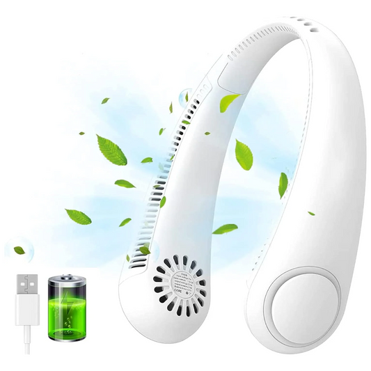 Ventilador de Cuello Portátil Recargable – Manos Libres y 3 Velocidades