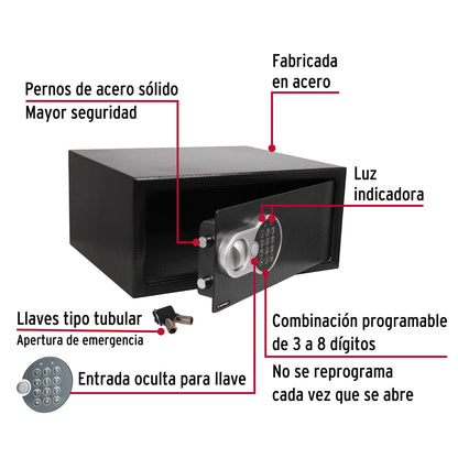 Caja Fuerte Electrónica Reforzada para Negocio y Hogar – 42 cm Ancho con Llave Auxiliar