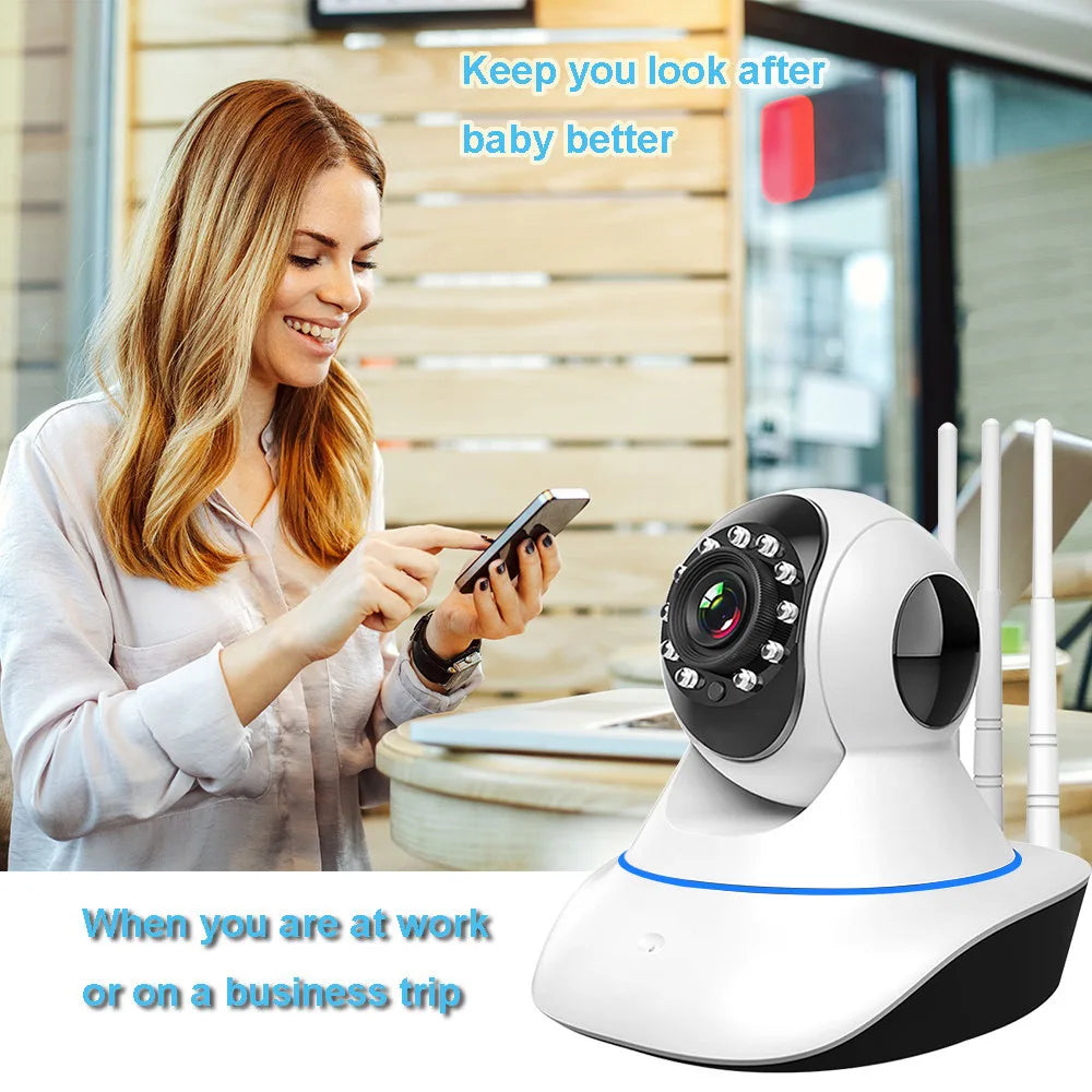 Cámara Bidireccional Wifi 1080p Panorámica 360°  3 Antenas