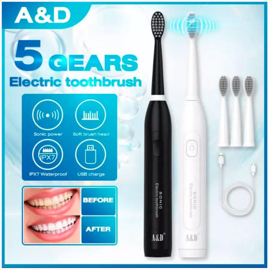 Cepillo Dental Electrico Dientes Recargable Con 4 Cabezales